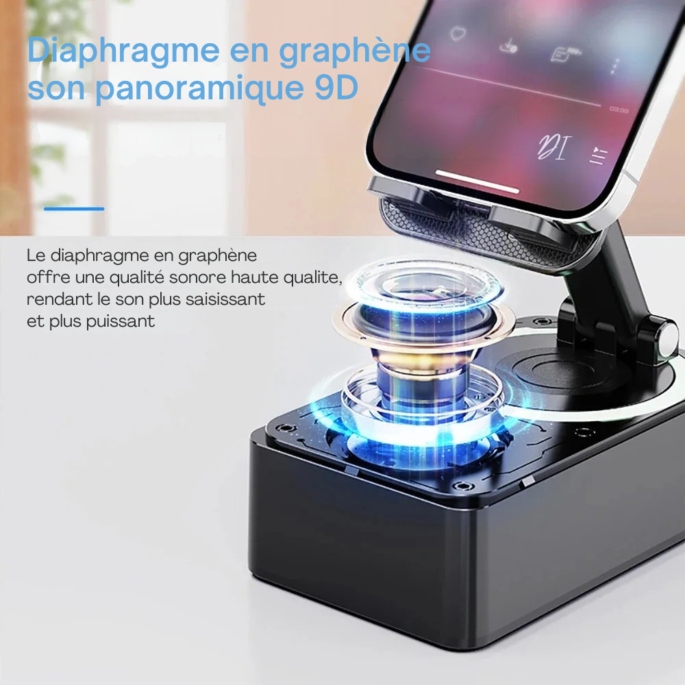 Support audio 3-1 -haut-parleur Bluetooth, chargeur et support de téléphone