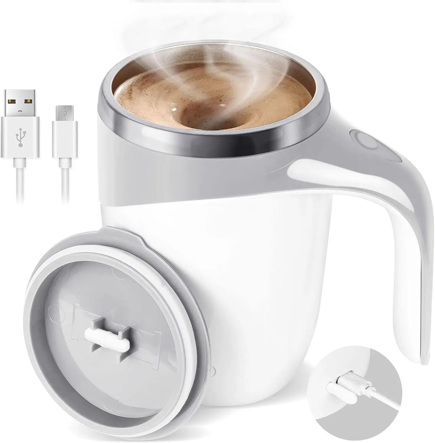 Tasse automélangeuse magnétique -rechargeable à piles