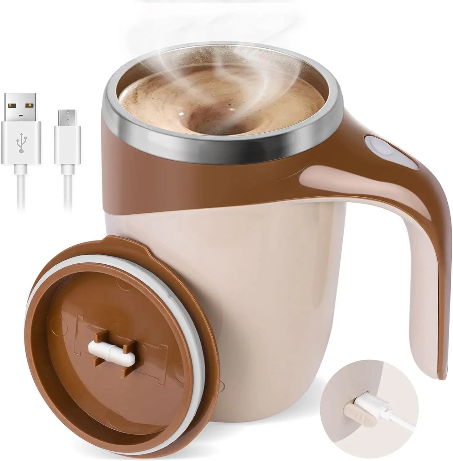 Tasse automélangeuse magnétique -rechargeable à piles