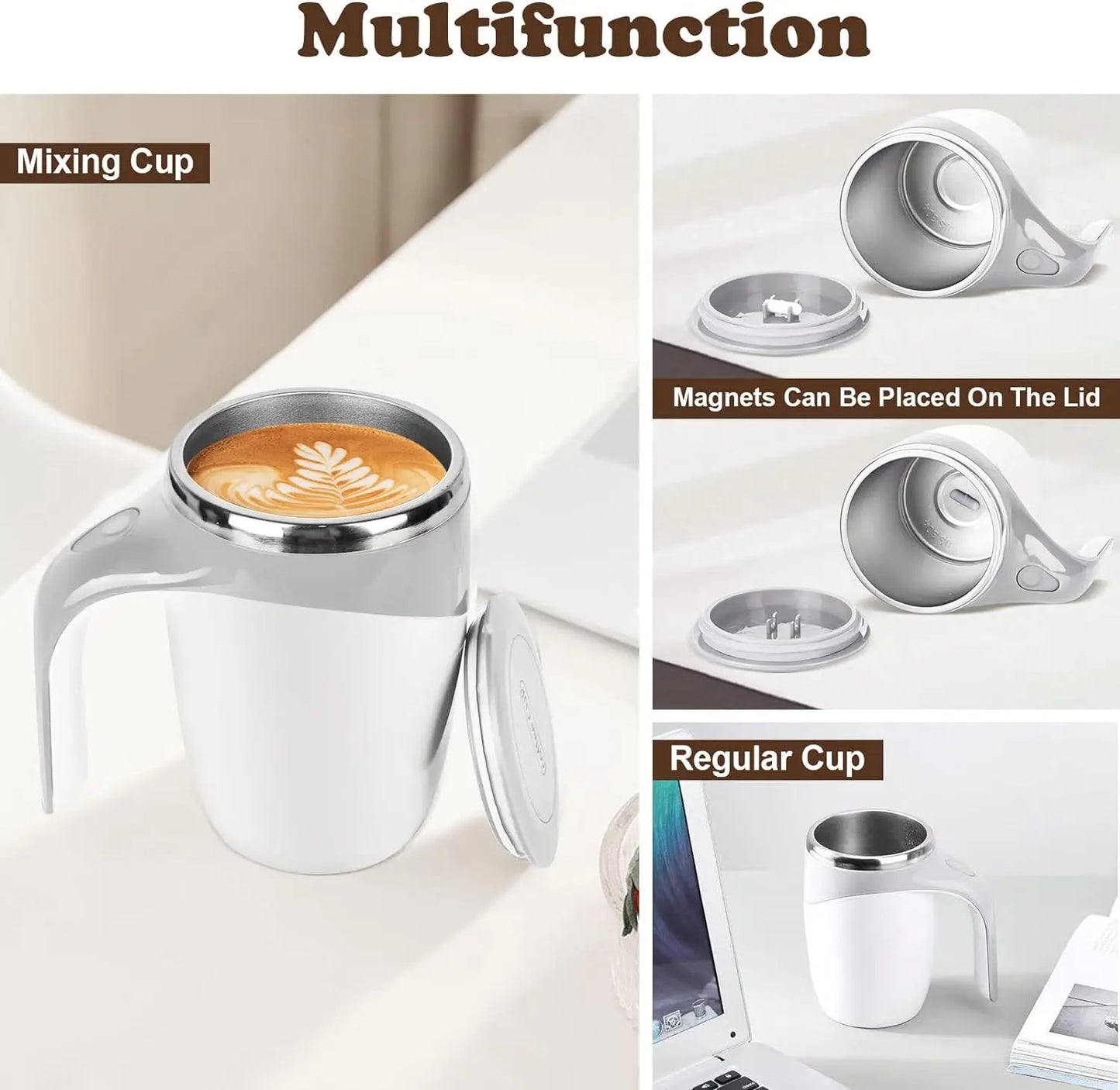 Tasse automélangeuse magnétique -rechargeable à piles