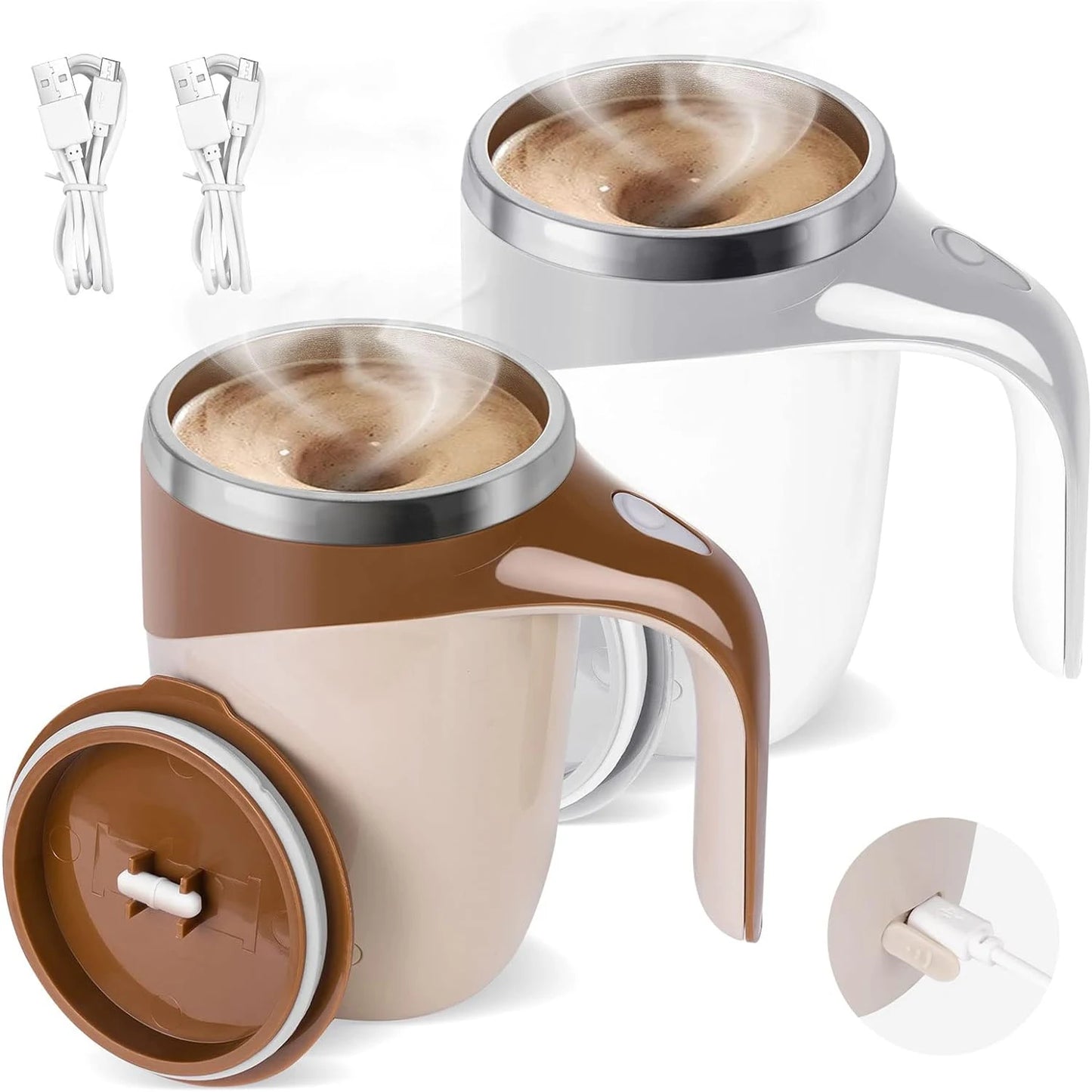 Tasse automélangeuse magnétique -rechargeable à piles
