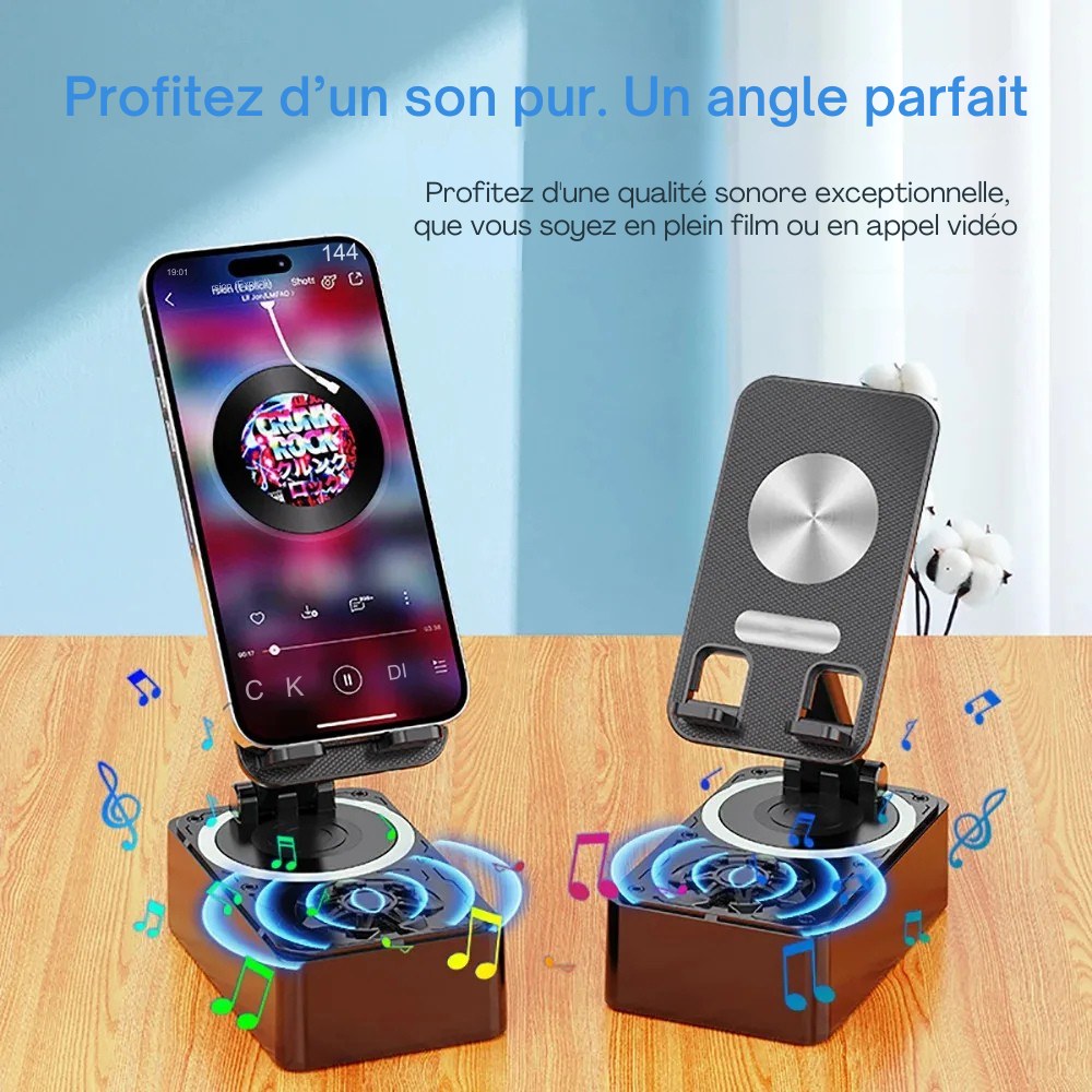Support audio 3-1  -haut-parleur Bluetooth, chargeur et support de téléphone