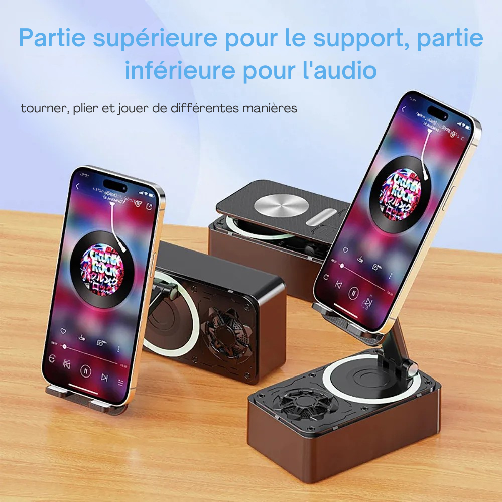 Support audio 3-1  -haut-parleur Bluetooth, chargeur et support de téléphone