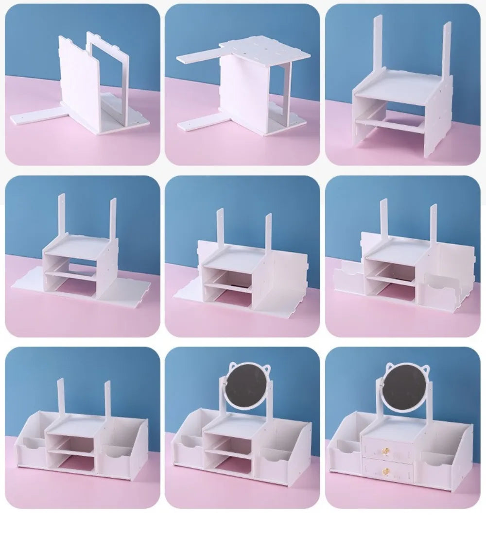 Mini coiffeuse Multifonctionnelle - Range-cosmétique et Organisateur de bijoux